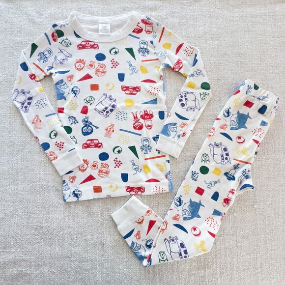 Hanna Andersson x Pixar White Long John PJ Set VGUC Size 5 - Picture 1 of 6